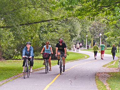 Cyclists riding the Billings Bridge bike tour